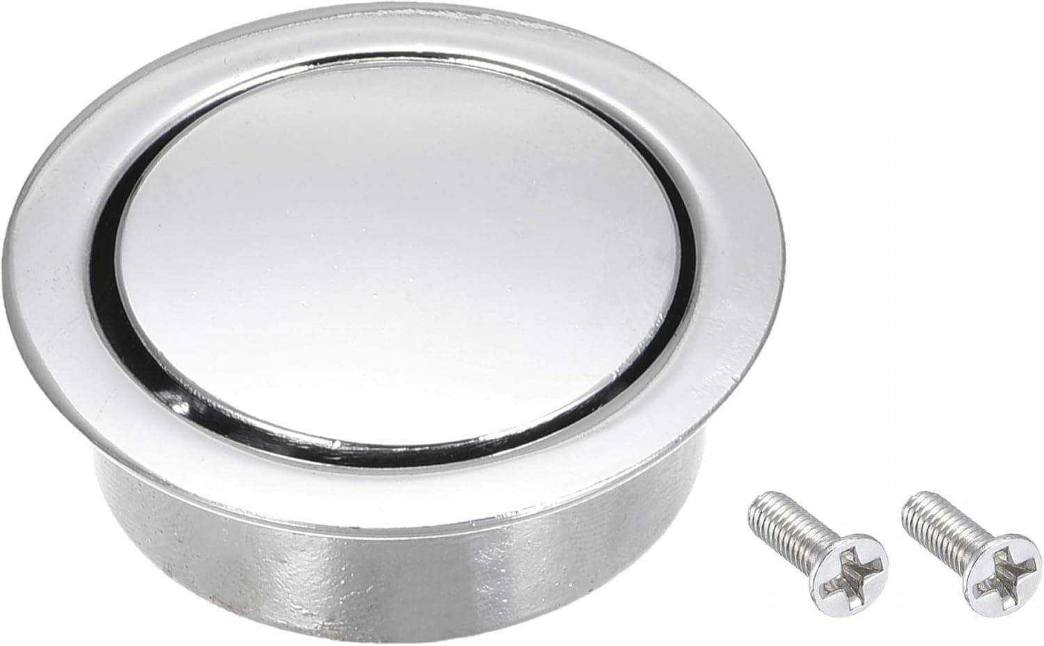 uxcell Finger Flush Pull Handle 2pcs Outer Dia. 42mm/1.65" Bright Silver with Screws