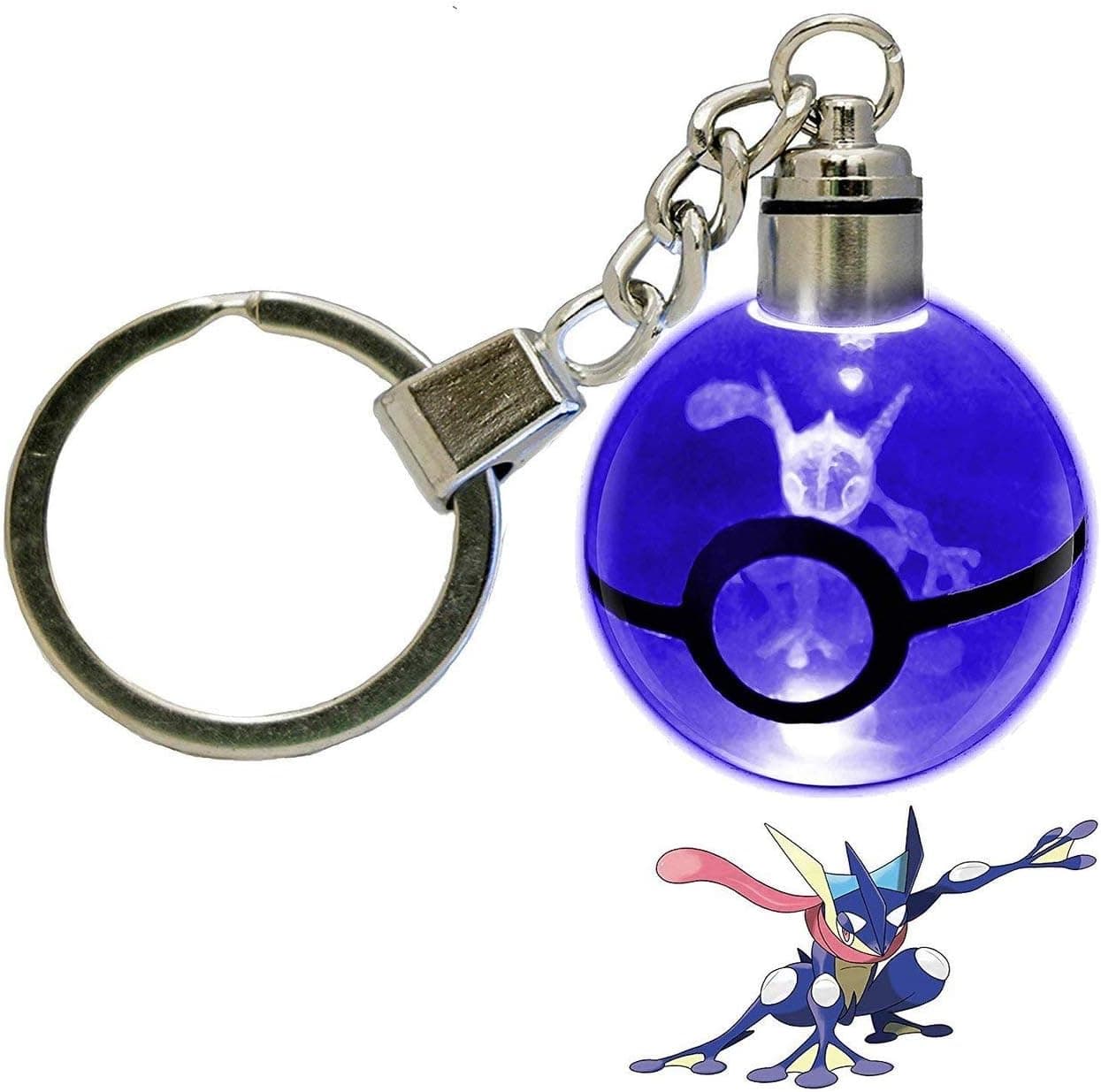 COOLINKO LED Keychain 3D Crystal Ball Laser Engraving Party Favor Christmas Children's Gift (Greninja)