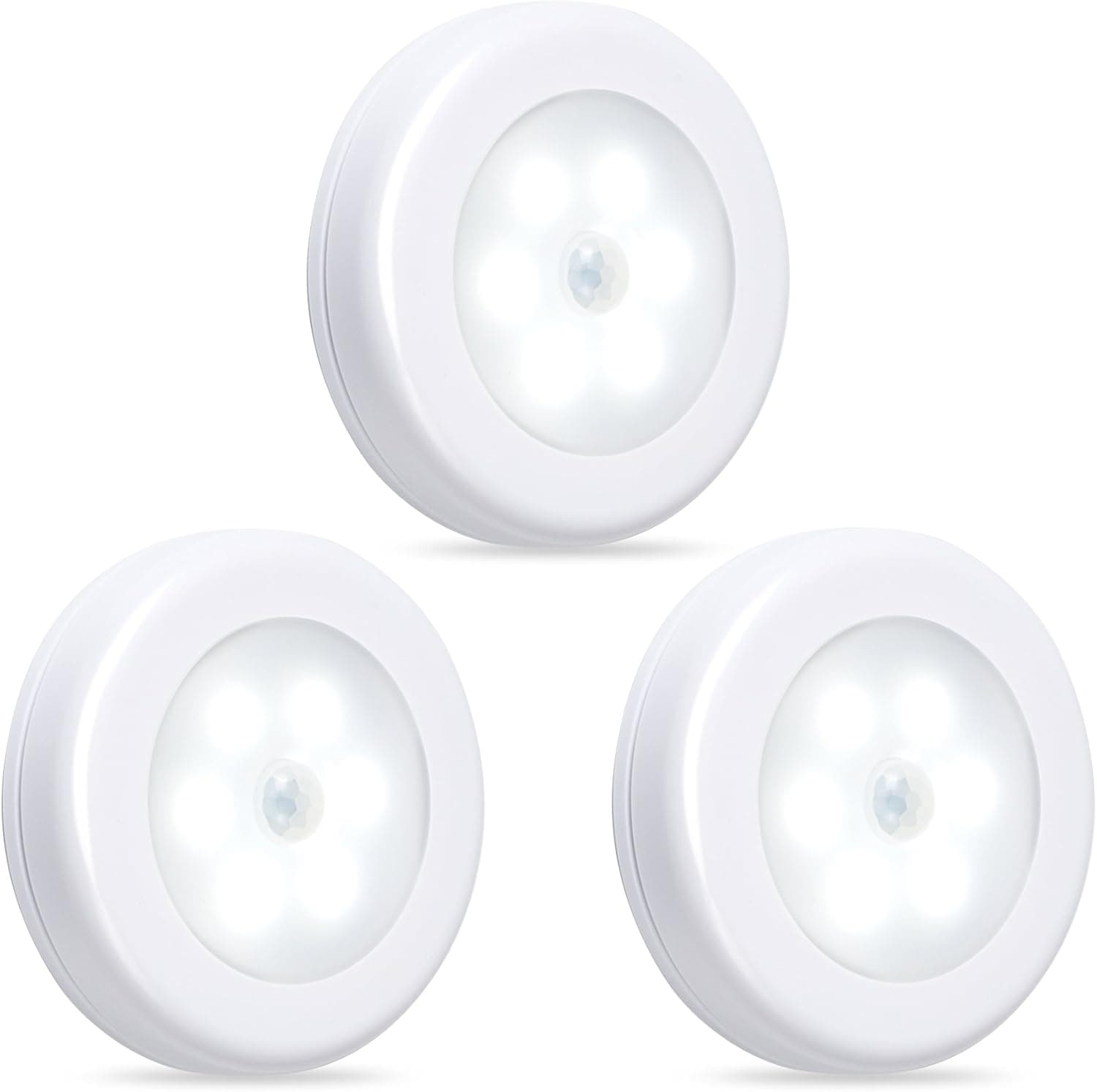 Century CP-BPLL3 Motion Sensor Triple Pack, Stick On, Battery Powered LED Puck Lights (3 Pack) -(2018 Version), White