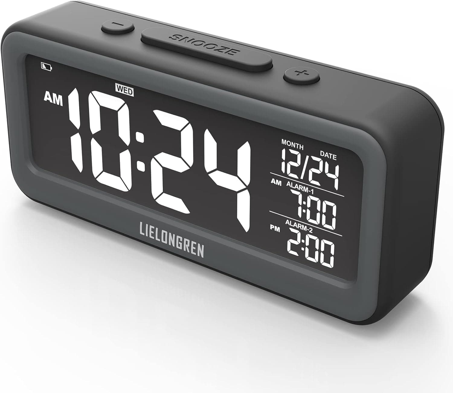 VZOOZCN Loud Alarm Clock for Heavy Sleepers, Teens, Bedroom, Bedside and Desk | Small Digital Clock with Dual Alarm, Loud Buzzer, USB Charger, Full Range Dimmer, Easy to Set, Snooze, Battery Backup