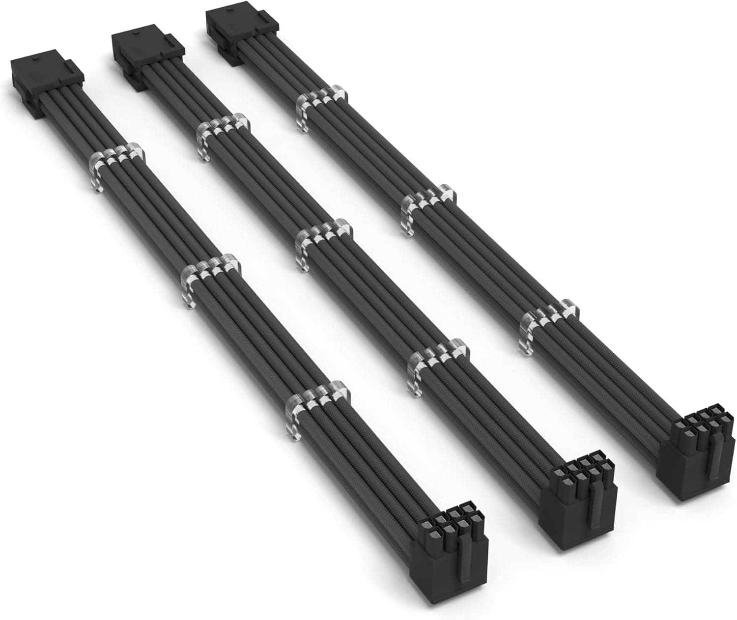 SIRLYR PSU Extension Cable Kit 90 Degree Adapter 8 Pin PCIE Cable GPU Power Supply 3*(6+2) Pin Black B Style
