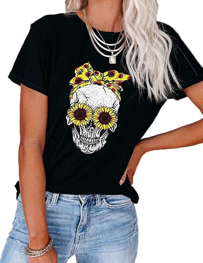 Graphic Tees for Women Short Sleeve Tshirts,Womens Summer Tops Crewneck Shirt Blouse