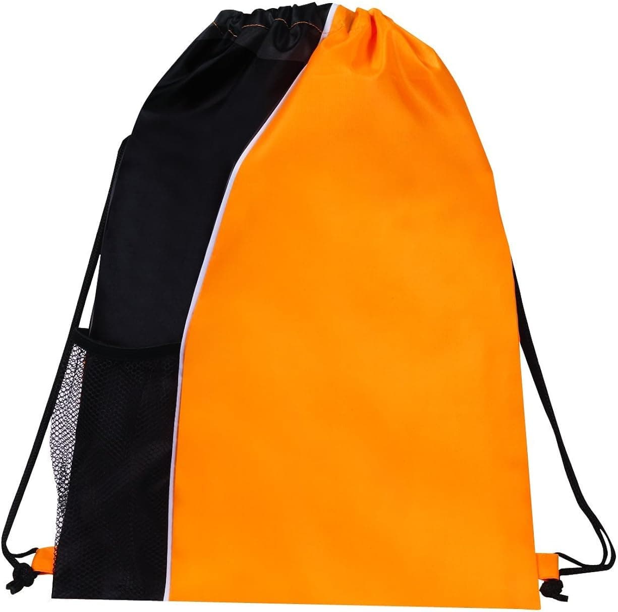 Bags for Less Mesh Pocket Drawstring Backpack Bookpack Bag, Orange