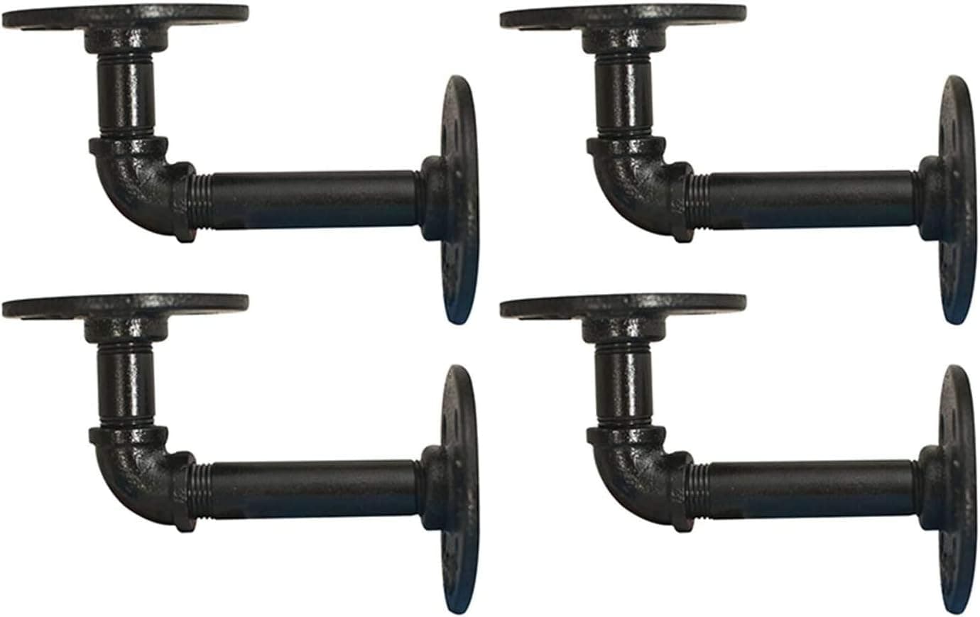 Industrial Pipe Shelf L Brackets with Screws, Set of 4, Pipe Brackets for Shelving for Your Rustic Decor. Metal Mounted Wall Shelf Heavy Duty Brackets
