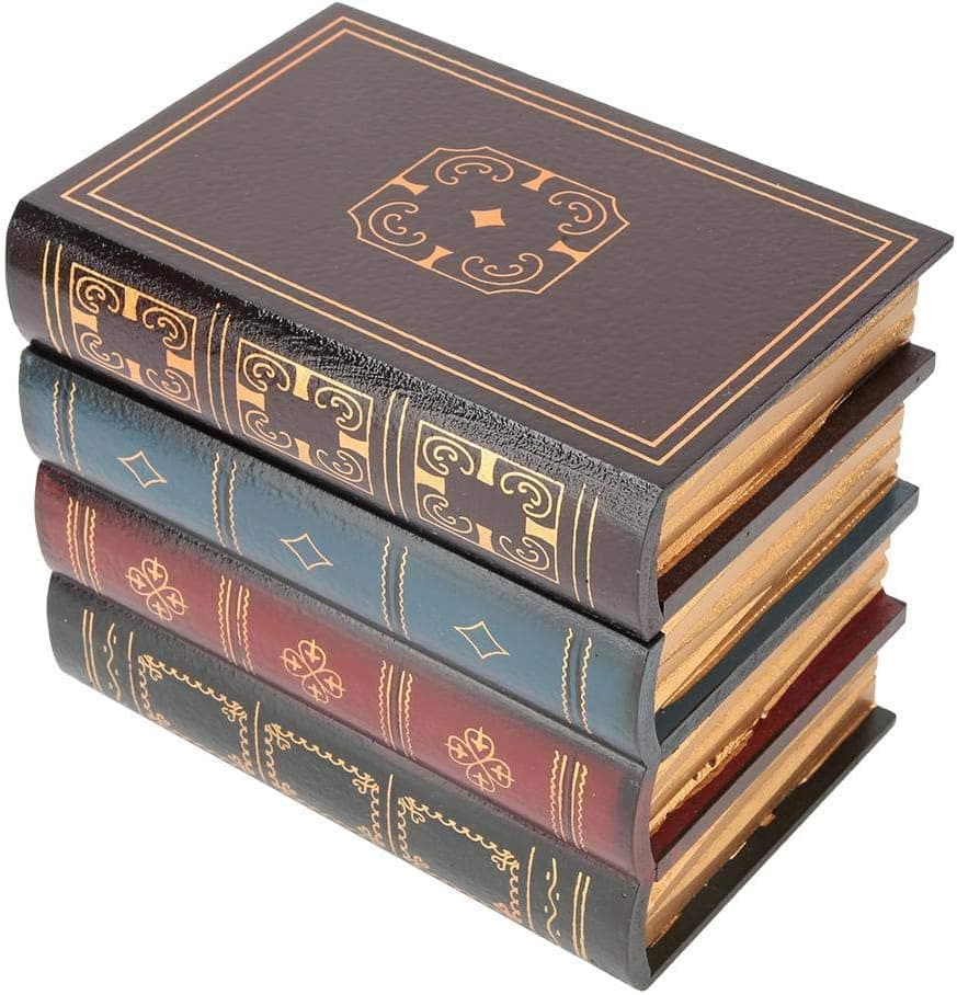 Walfront Storage Box, Vintage Decorative Fake Book Wooden Storage Box Home Office Storage Box Shelf Decoration(#1)