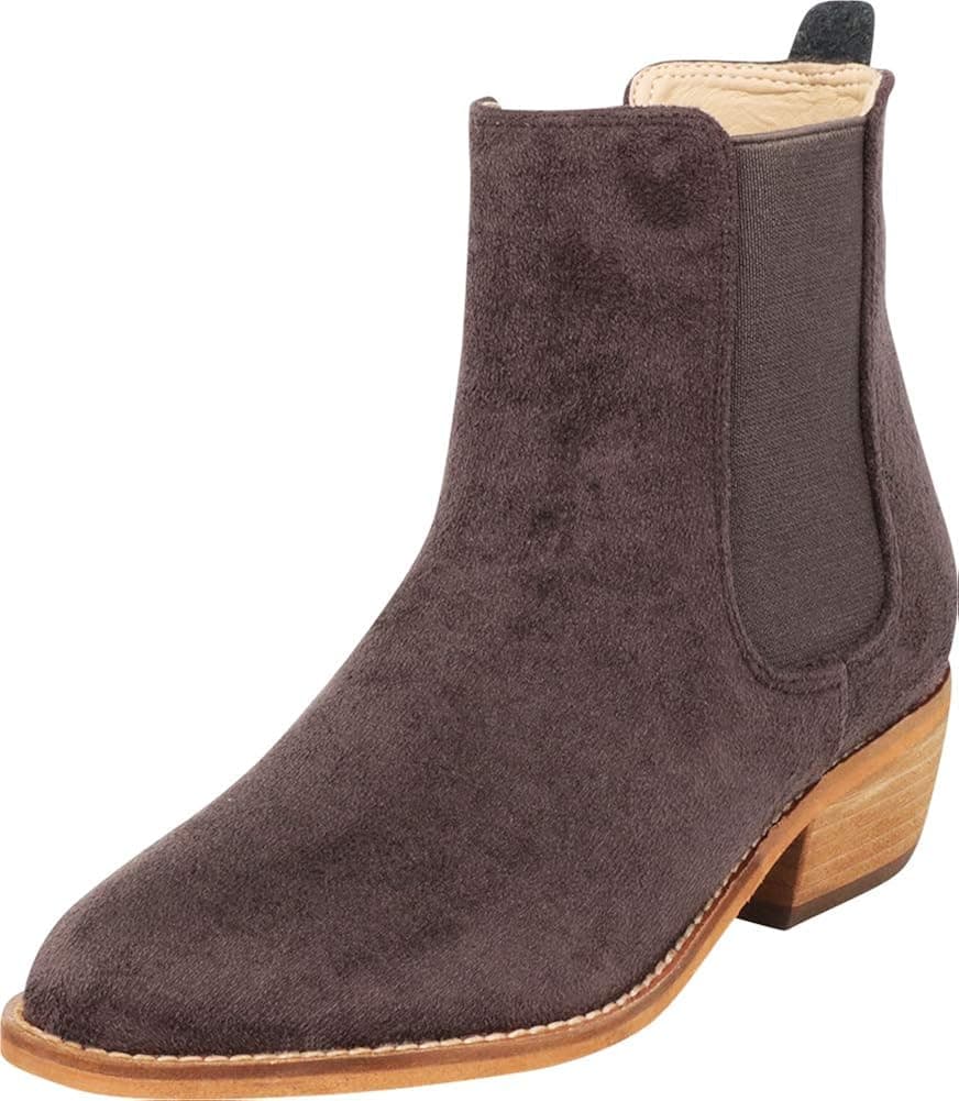 Cambridge Select Women's Chelsea Stretch Chunky Stacked Heel Ankle Bootie,8 B(M) US,Charcoal IMSU