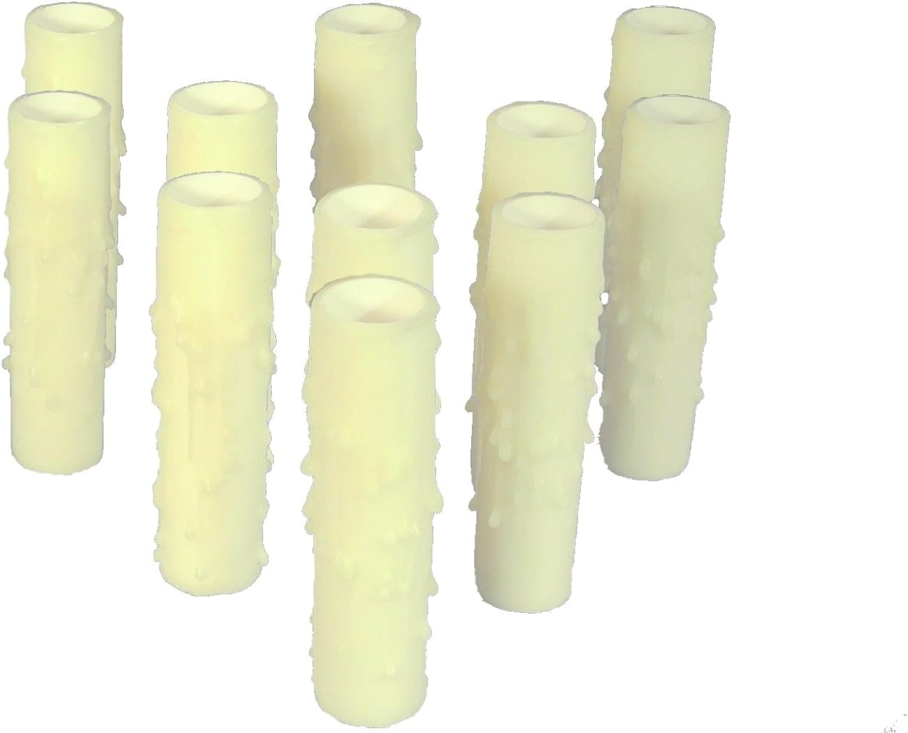 Lighthouse Industries Set of 12 pc. 3-1/2" Bone Candelabra Base Thin 3/4" Inner Diameter Beeswax Candle Covers, Socket Sleeves Chandelier Socket Covers