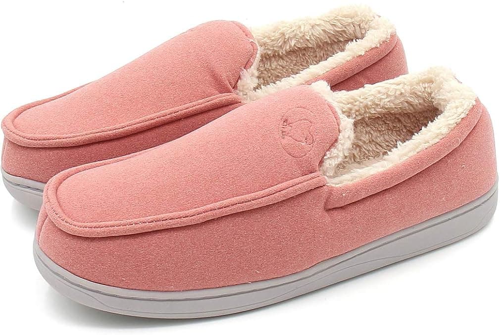 Unisex Slippers Moccasin Warm Memory Foam -Classic Cotton Home Slippers Soft Fleece Plush Indoor Outdoor Anti-Skid