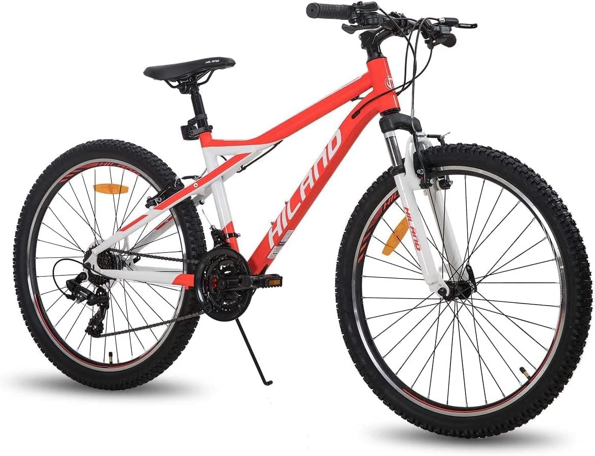Hiland 26 inch Womens Mountain Bike, Shimano 21 Speed with Suspension Fork MTB,Internal Cable Bike for Men Women Adult