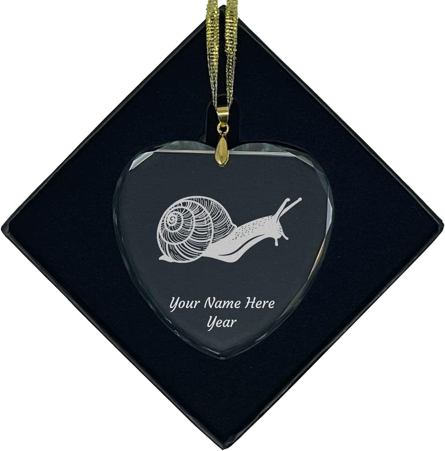 LaserGram Christmas Ornament, Snail, Personalized Engraving Included (Heart Shape)