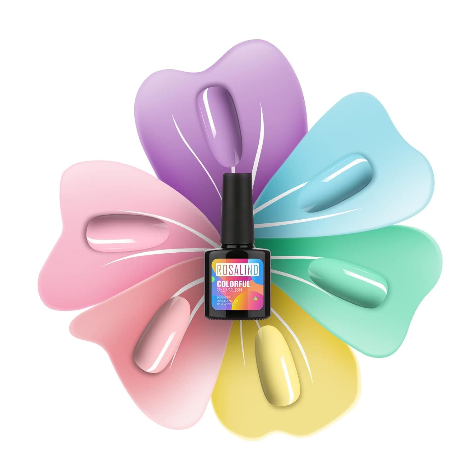 Nail Polish Kit 6 Colors 10 ML Candy Series Blue Pink Light Purple Yellow Green UV/LED Light Gel Nails Art Set Beauty at Home with Gift Box for Women