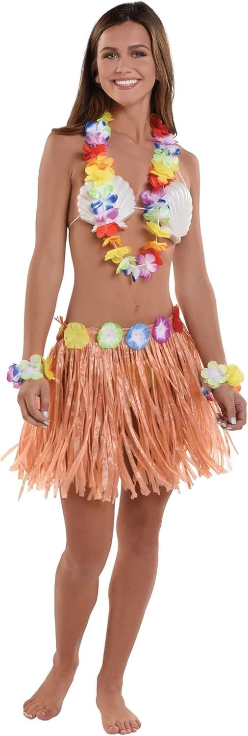 amscan Adult Hula Skirt Costume Kit - Small, Multicolor - 1 Set
