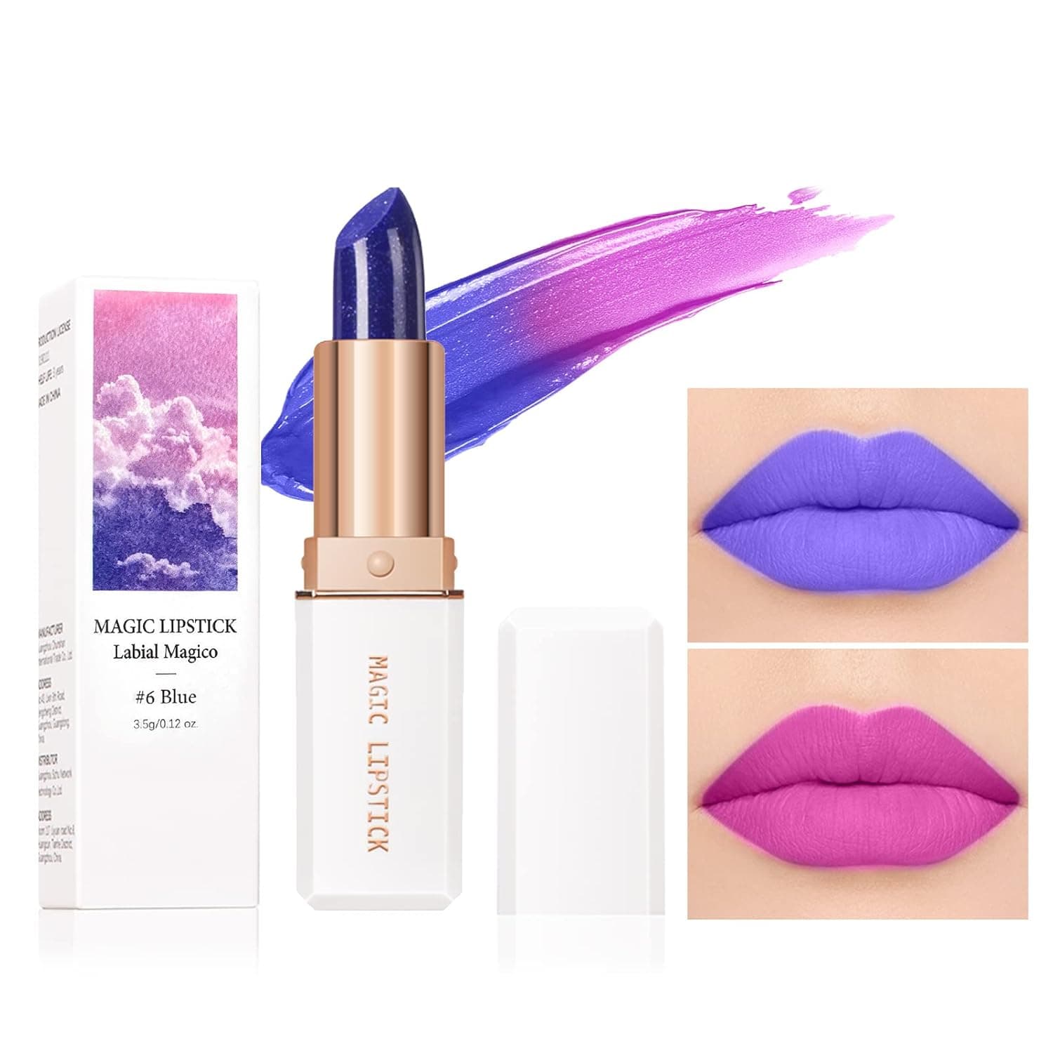 DAGEDA Temperature Color Lip Gloss, Waterproof Magic Colour Change Lipstick, Moisturizing and Nutritious Lip Balm For Women Lip Care Lip Stain Makeup(Blue Change into Purple)