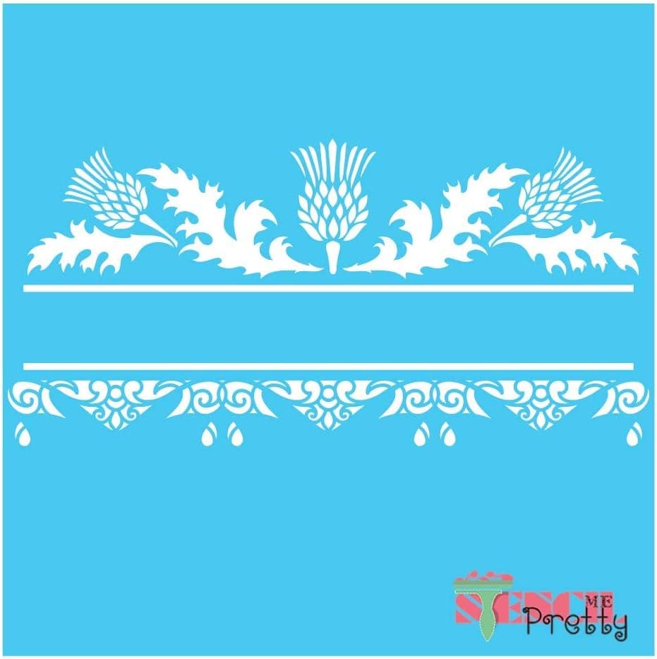 Ornate Victorian Border Stencil Best Vinyl Large Stencils for Painting on Wood, Canvas, Wall, etc.-M (17" x 8")| Brilliant Blue Color Material