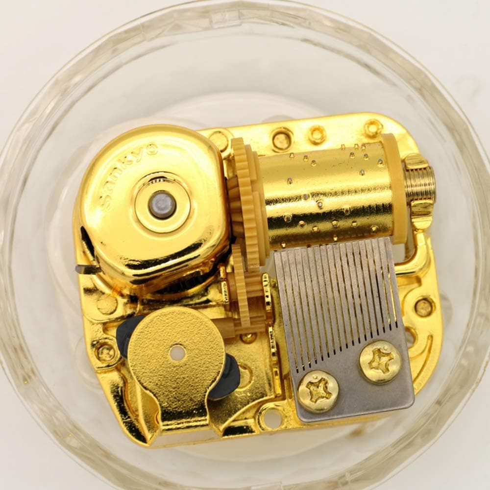 LOVE FOR YOU Transparent Acrylic Crystal Musical Box Gold Plated Music Box Valentine Birthday Gift Children Girls (Merry Christmas)