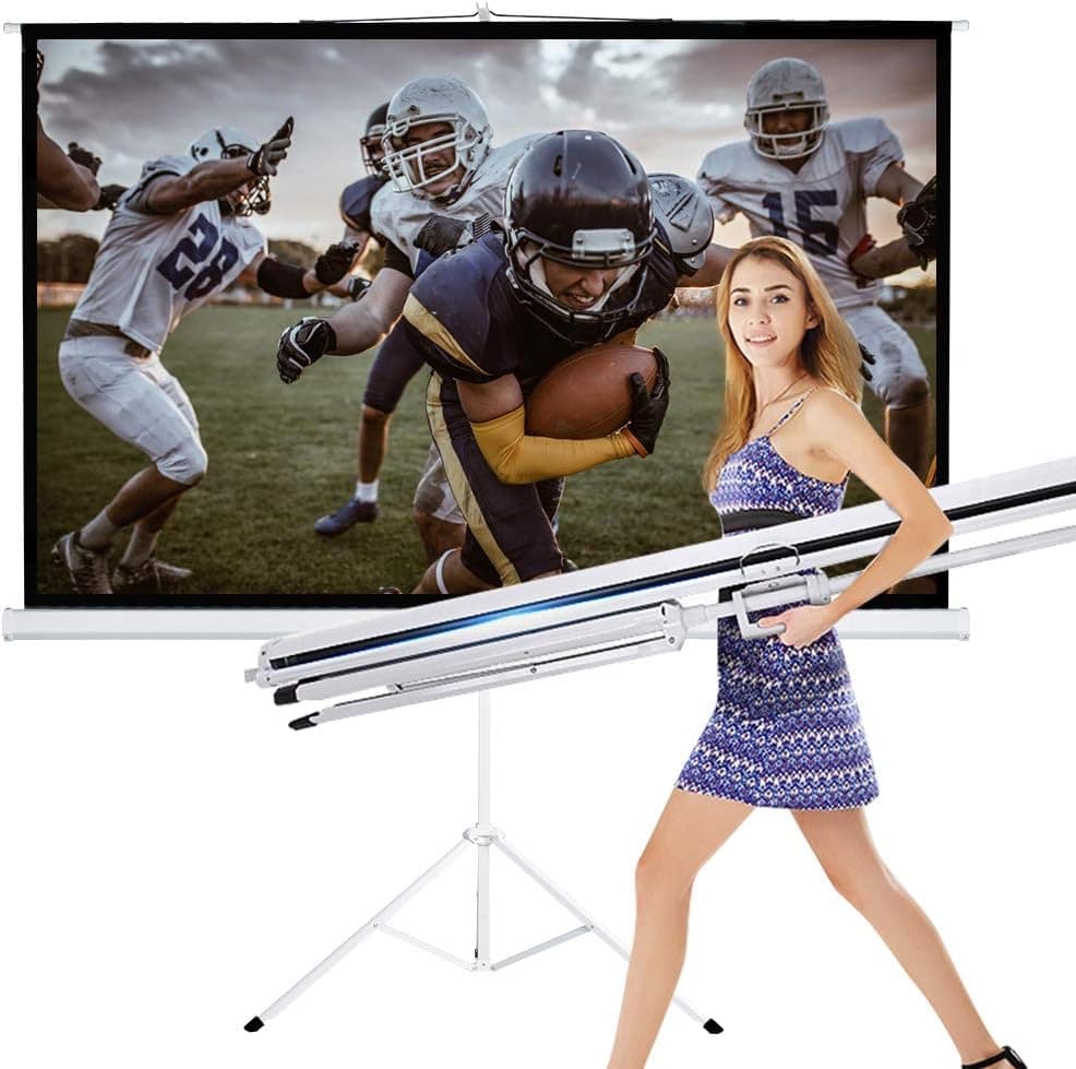Portable Projector Screen 120" 4:3 Projection Screen Tripod Pull-up Matte