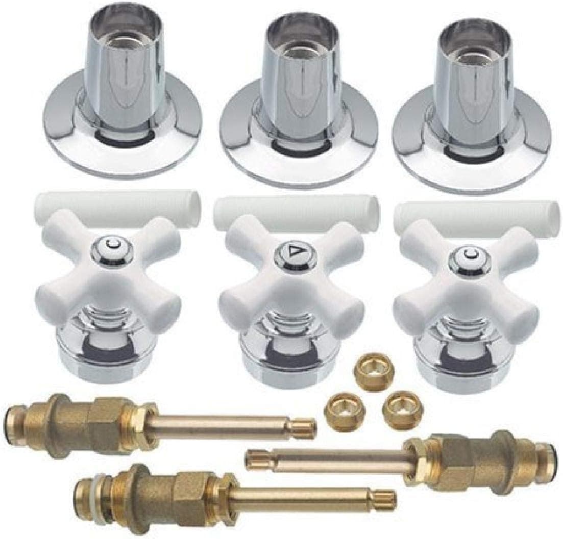 Danco 39696 Cross-Arm 3-Handle Tub/Shower Faucet Rebuild & Remodeling Valve Trim Kit for Pfister Contempera – Contessa, White/Chrome