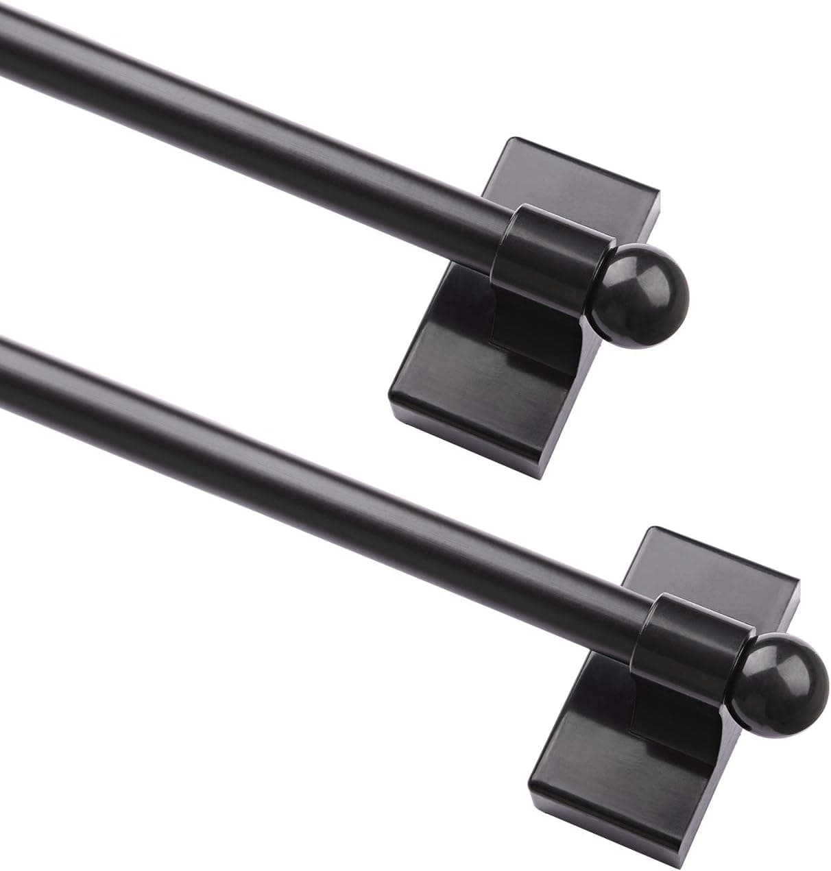 Coquilles Multi-Use Adjustable Magnetic Curtain Rods for Doors, Windows, Tool Boxes,16-28 Inch,Easy Installation,2-Pack,Black
