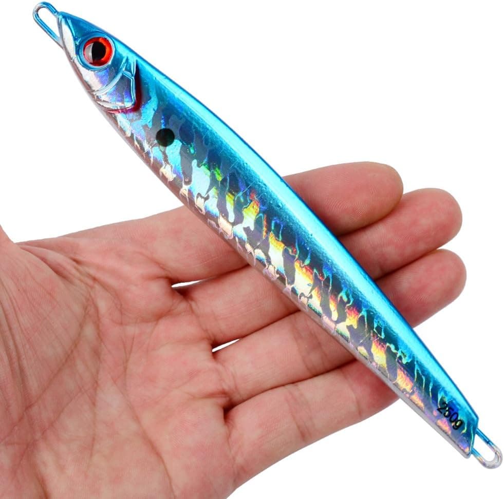 BAIKALBASS Metal Jigging Lures Fishing Lead Jigs Baits Deep Saltwater Spoon Lead Fish Paillette Knife Wobblers Artificial Bait Rigs Hard Spoons Lure (17.5cm-250g B)