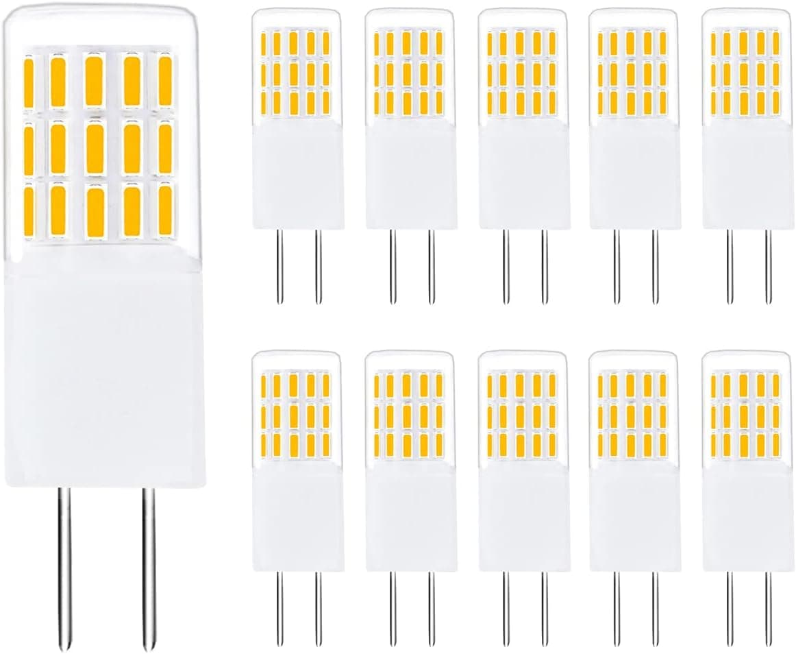 Greeogin G4 LED Bulbs 3W Dimmable, AC/DC 12V-24V,Equivalent 20W 30W T3 Halogen Bulb,3000K Warm White No-Flicker,G4 JC Bi-Pin Base Bulb 10 Pack