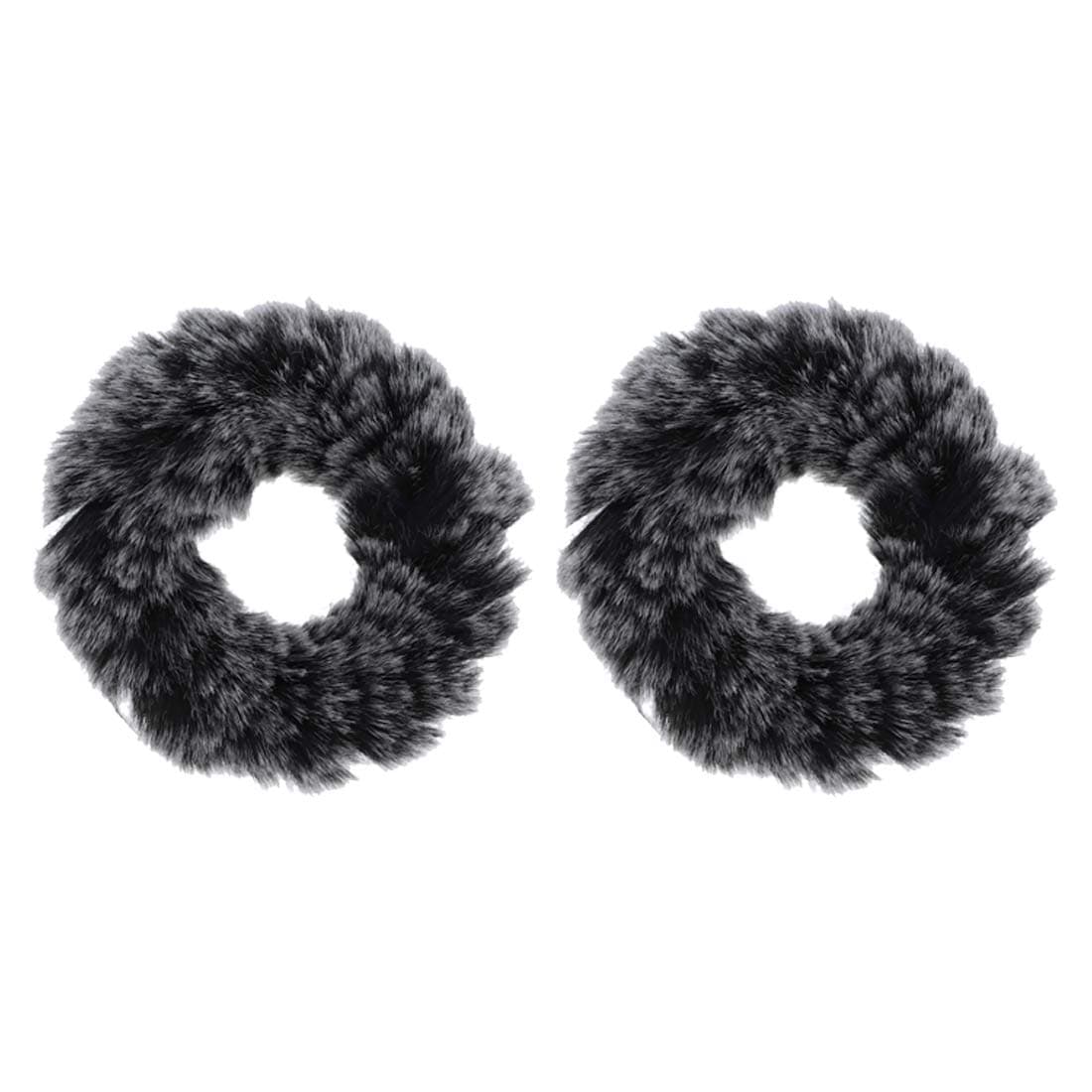 Two-Tone Fur Scrunchy - Set of 2-Black