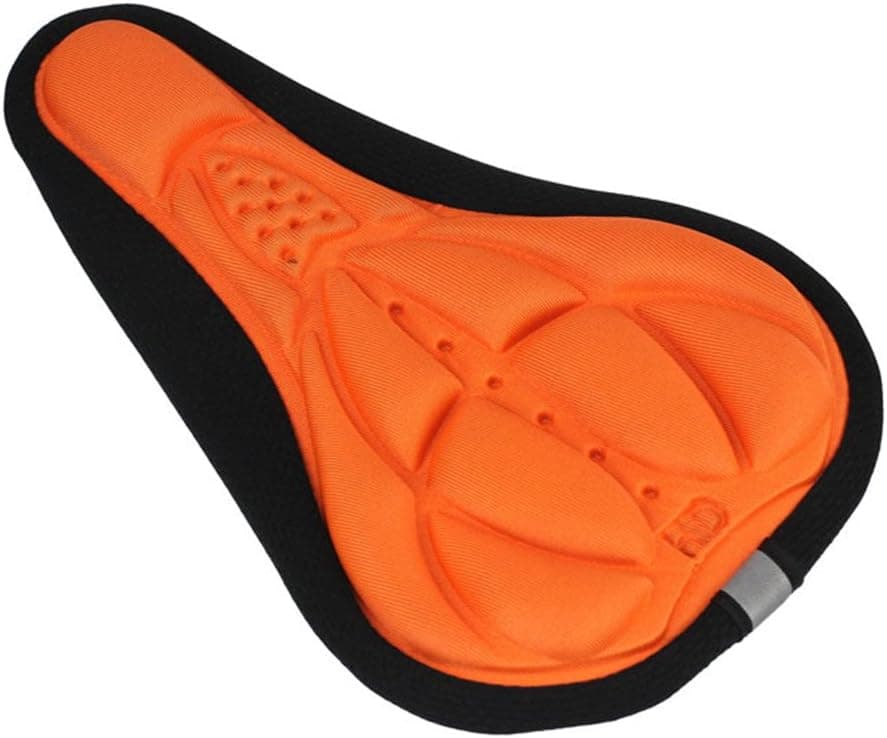 DOINSHOP Bicycle Saddle Cushion, Cycling Bike 3D Silicone Gel Pad Seat Soft Cover (Orange)