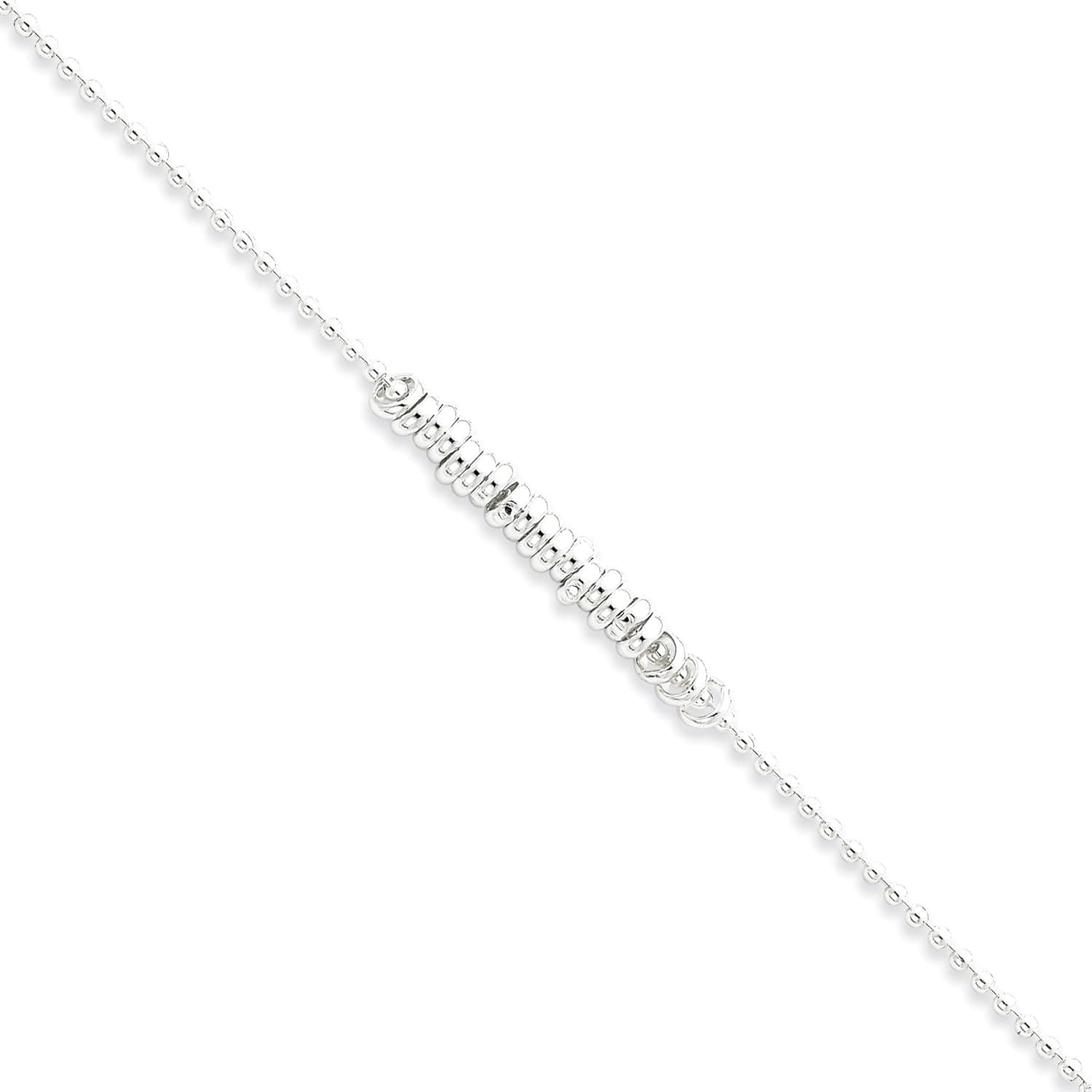 Sterling Silver 9inch Polished Fancy Love Ring Anklet QG286, 9 in