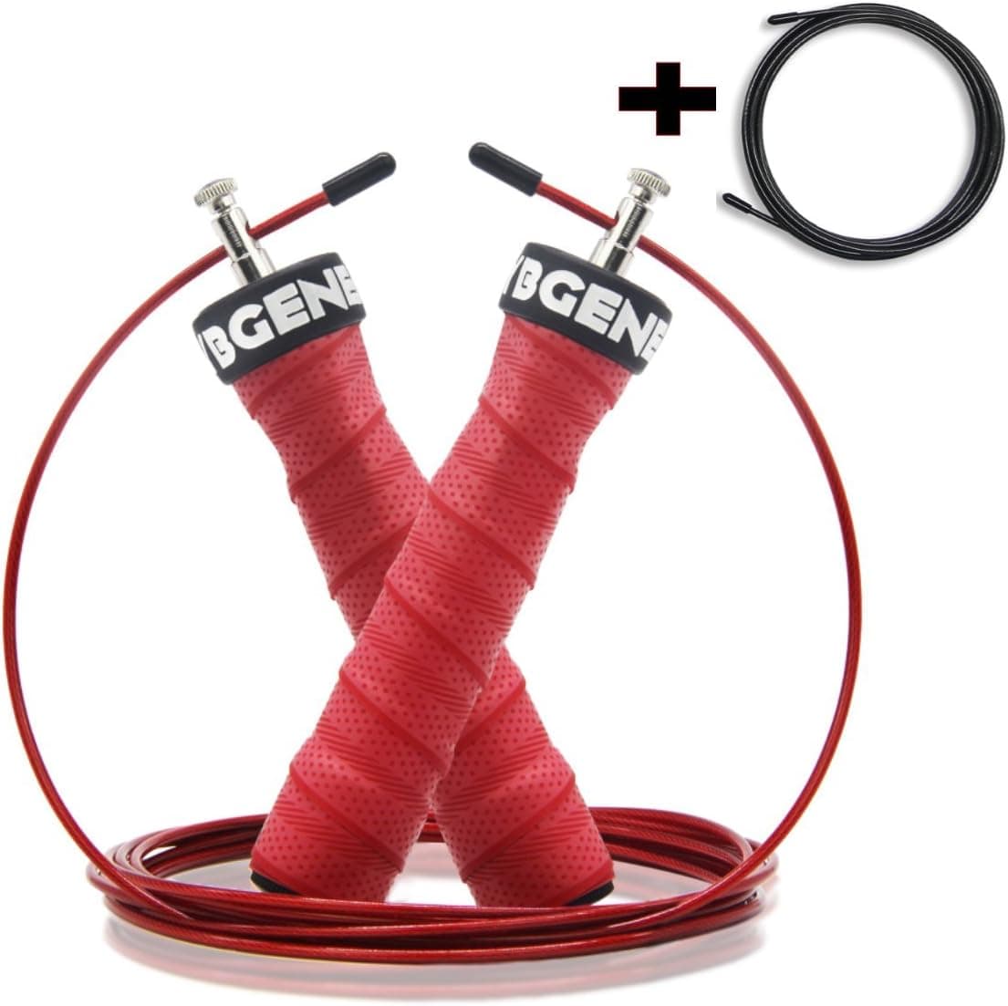 2-in-1 Jump Rope, Adjustable Skipping Ropes, Speed Ropes, with 2 Cables(Lightweight & Heavyweight), Anti-Slip Handles, portable bag and Comprehensive Accessories. Best for Fitness, Boxing and workout.