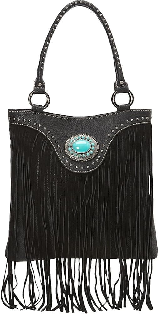 Trinity Ranch Trinity Ranch Fringe Shoulder Bag (Black)