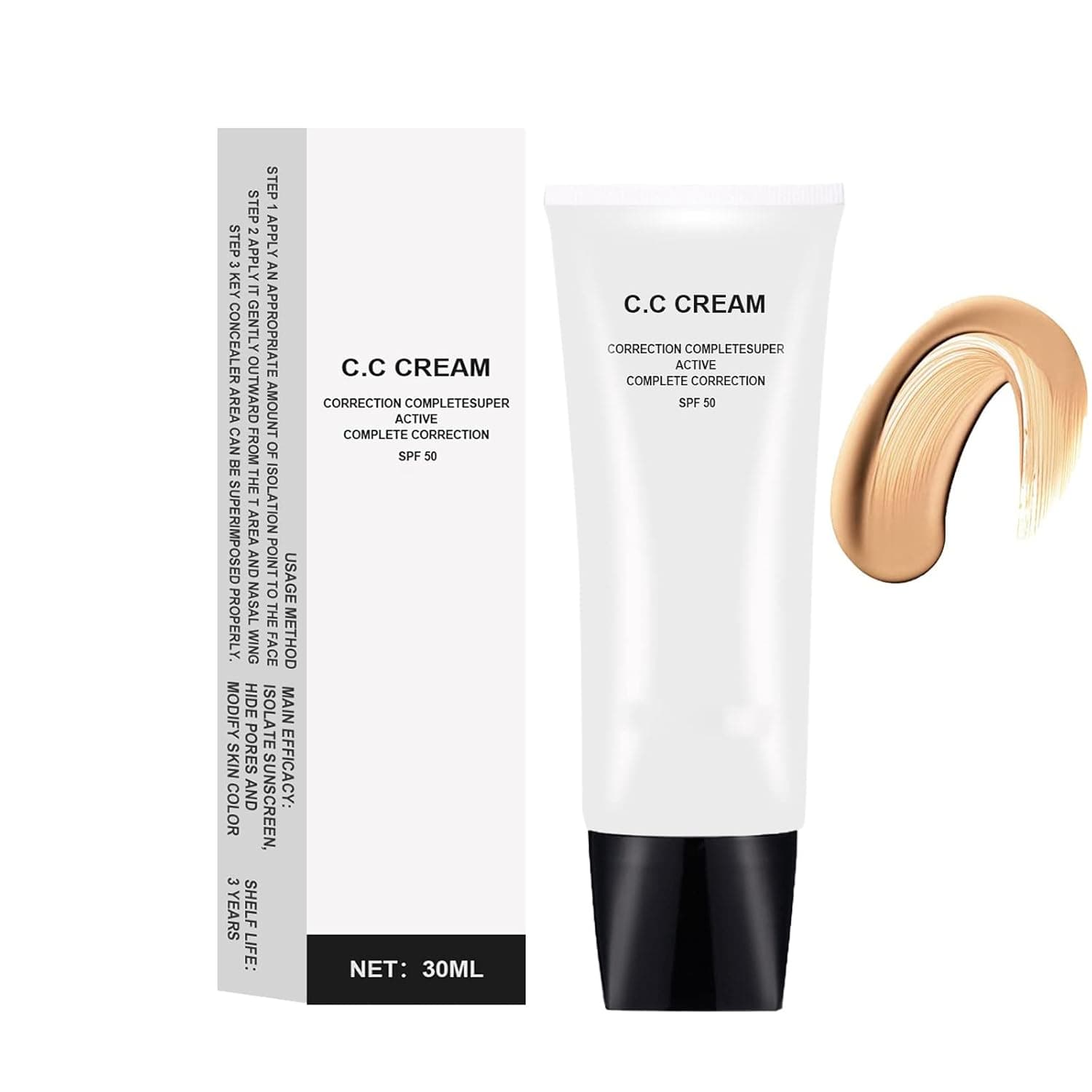 Perebella Cc Cream Skin Tone Adjusting CC Cream SPF 50,Colour Correcting Self Adjusting for Mature Skin,Cosmetics CC Cream,Pre-makeup Primer Moisturizing Skin Concealer Brightening Skin Tone (1Bottle,Nature)