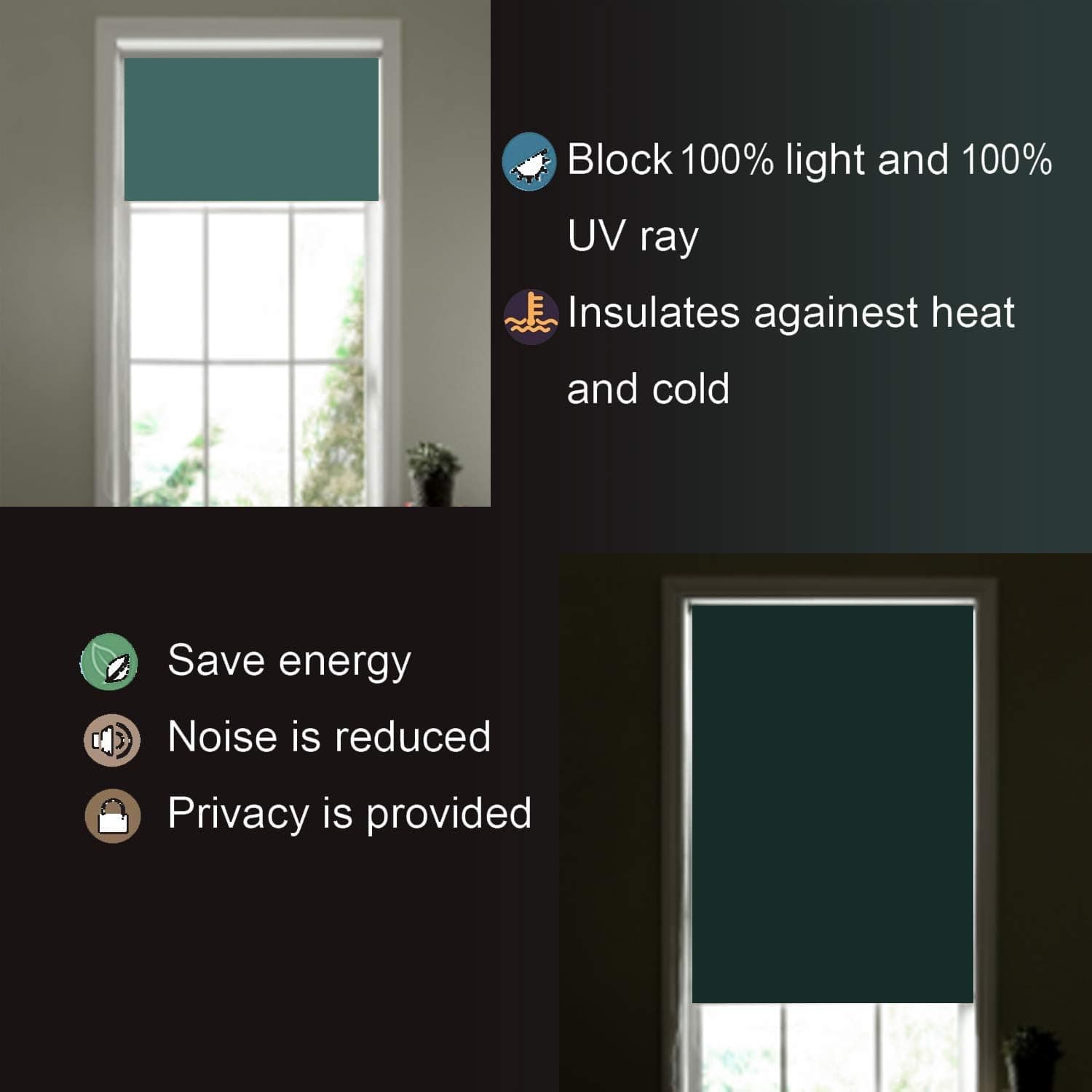 PASSENGER PIGEON Cordless Window Shades, Thermal Insulated Fabric Custom Brown Roller Blinds Shades, 30" W x 36" L