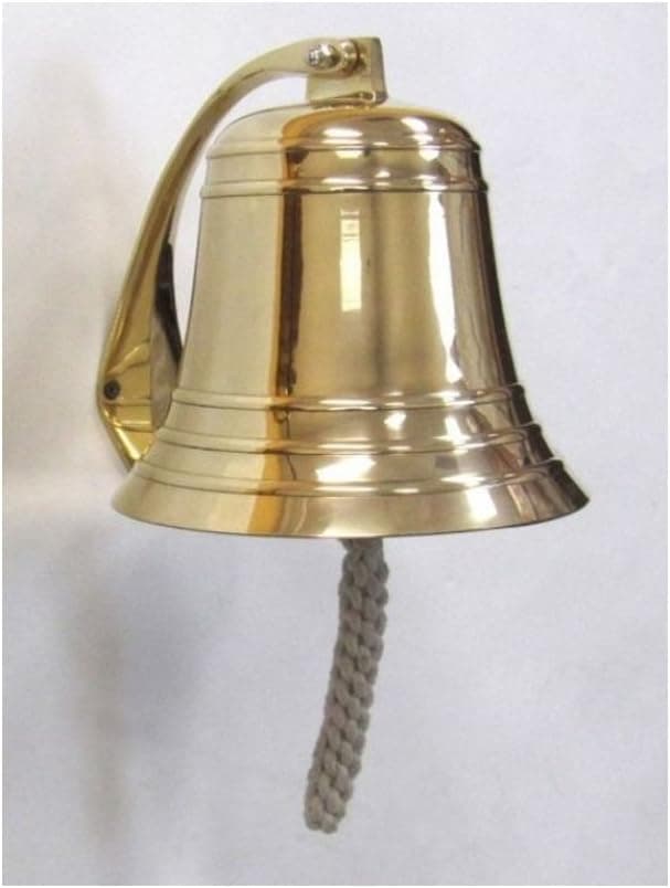 Solid Brass Heavy Bracket Ship Bell II - Nautical Decor