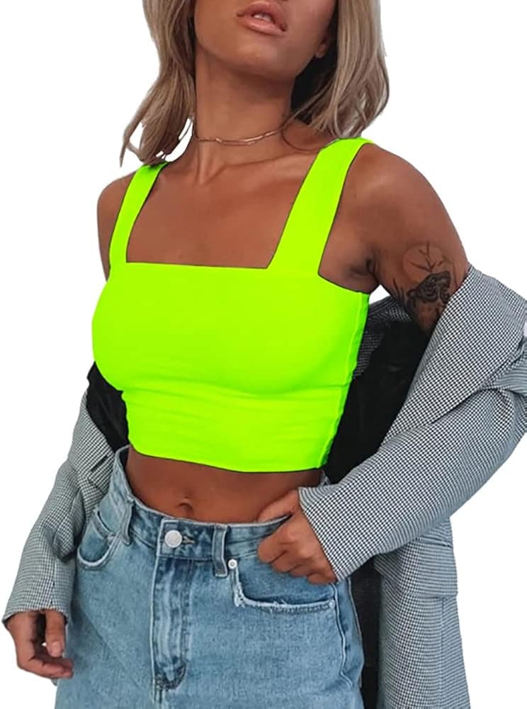 Abardsion Women's Sexy Sleeveless Skinny Basic Strappy Crop Tank Tops