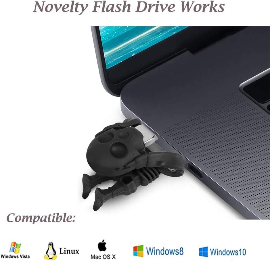 Cute USB Flash Drive 64GB, Aretop USB2.0 Cute Cartoon Miniature Skeleton Shape USB Memory Stick Pendrive for Computer 64GB Thumb Drive USB Jump Drive Data Storage Business Gift for Girls Kids Present