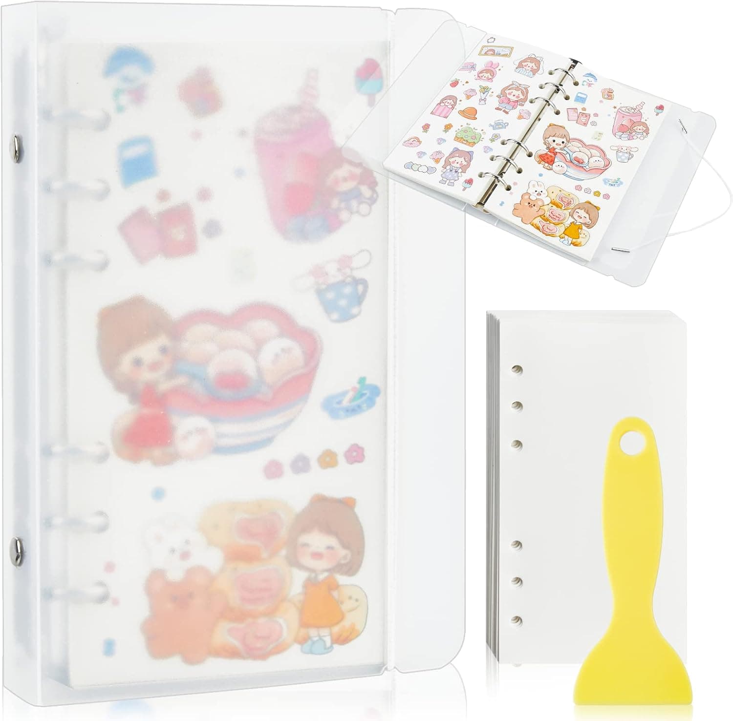 FLMRIOY Sticker Collecting Album, 80 Sheets Reusable Sticker Book Blank Sticker Collection Accessories Activity Sticker Album Binder for Kids Adults Collecting Stickers and Labels (A6)