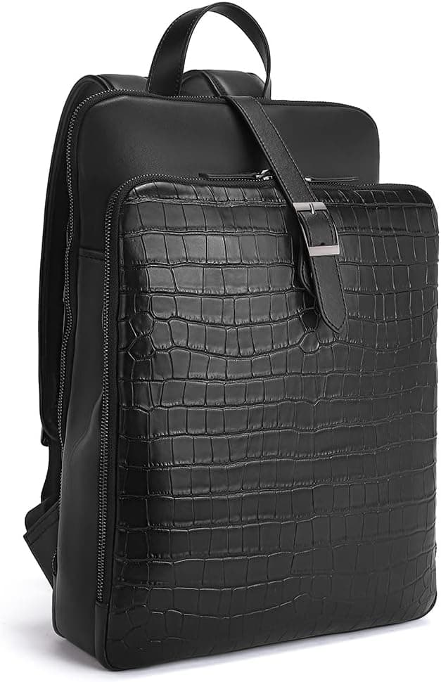CLUCI Womens Backpack Purse Leather 15.6 Inch Laptop Travel Business Vintage Large Shoulder Bags Crocodile Pattern