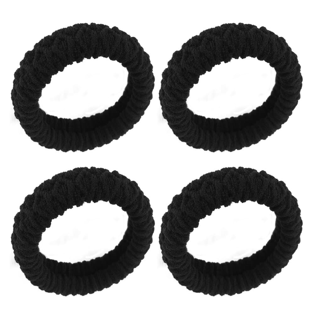 Thick Hair Ties for Women 4 PCS Black 1/2" Heavy Duty Ponytail Holder Hair Elastics J-MEE