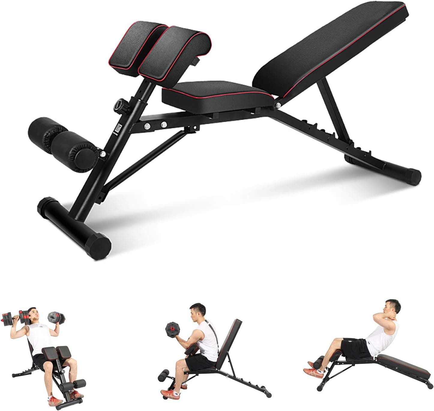 DlandHome Home Gym Adjustable Bench Sit Up Incline Exercise Dumbbell Bench Height Adjustable, Multi-Functional Strength Training Fitness Workout Station, PSBB004-N, upgrate