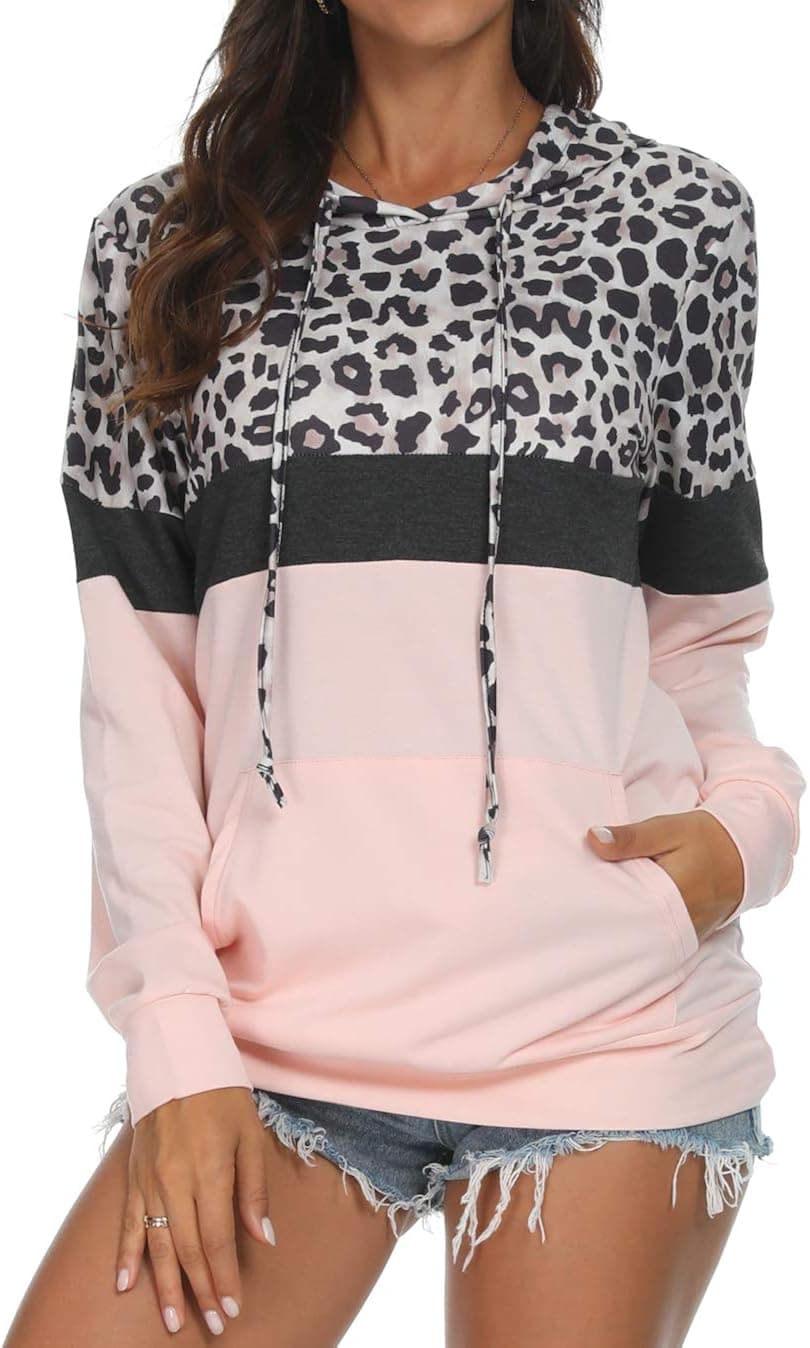 Barlver Women's Casual Hoodies Color Block Long Sleeve Drawstring Sweatshirts 1/4 Zip Pullover Lightweight Tops with Pocket