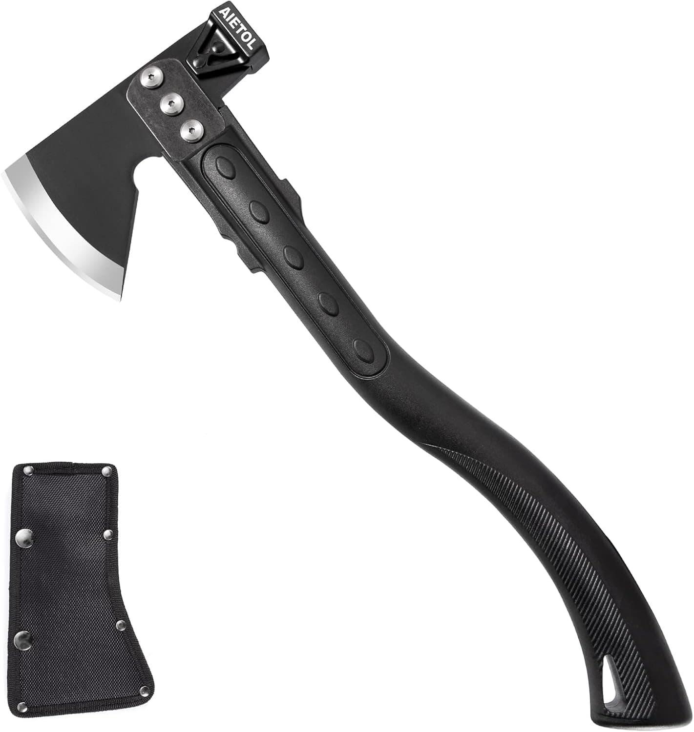 AIETOL Hatchet, Bushcraft and Survival Axe/Hammer Tool with Sheath for Camping