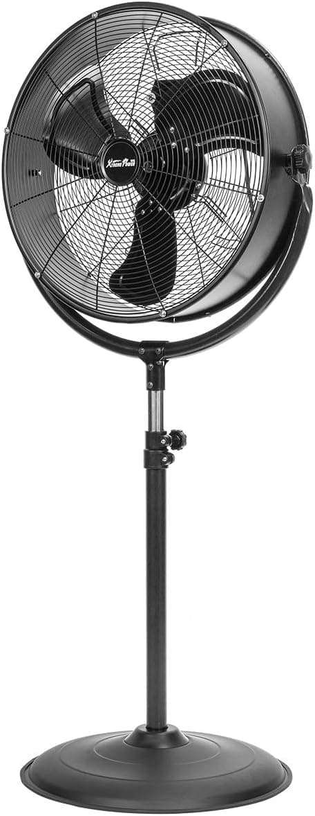 XtremepowerUS 20" inch Industrial High Velocity Standing Shop Fan Telescoping Height Floor Fan Adjustable 3-Speed Control, Black