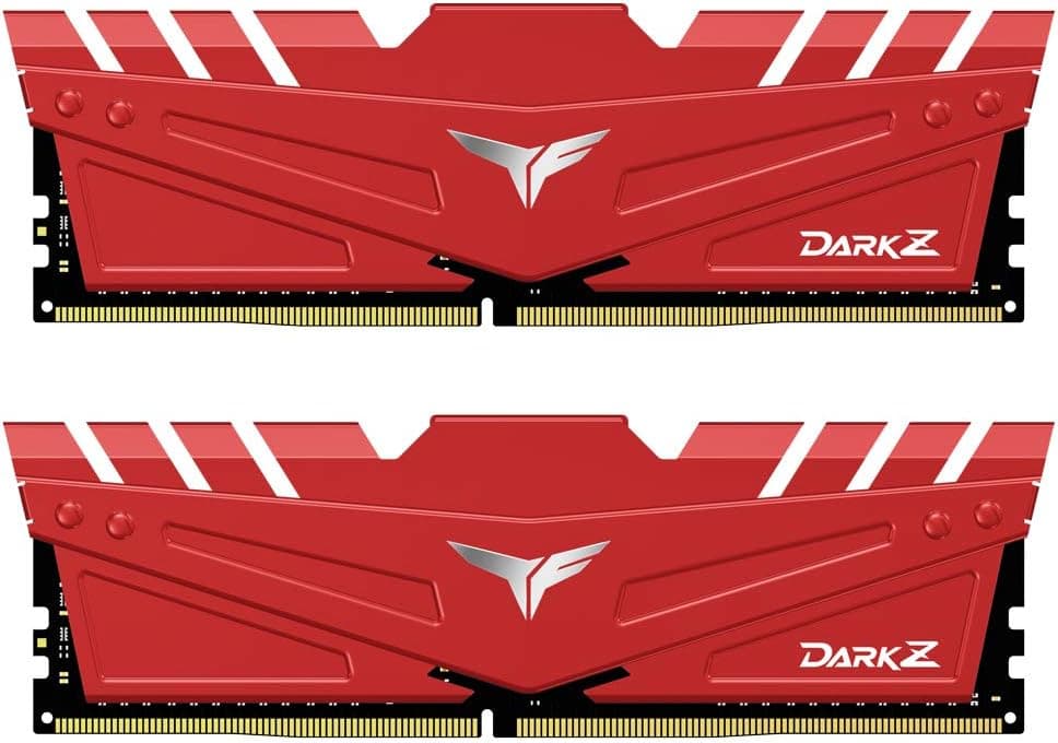 TEAMGROUP T-Force Dark Z 16GB Kit (2x8GB) DDR4 Dram 3200MHz (PC4-25600) CL16 288-Pin Desktop Memory Module Ram (Red) - TDZRD416G3200HC16CDC01