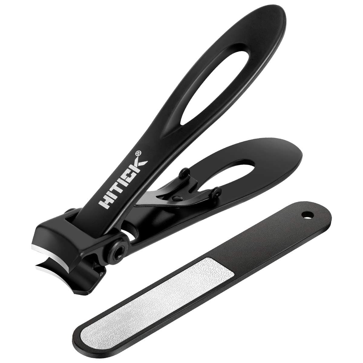 Nail Clippers, 15mm Wide Jaw Opening Nail Cutter with Sharp and Sturdy Blade, Surgical Grade Stainless Steel Fingernail Toenail Clippers for Thick Nails, Black