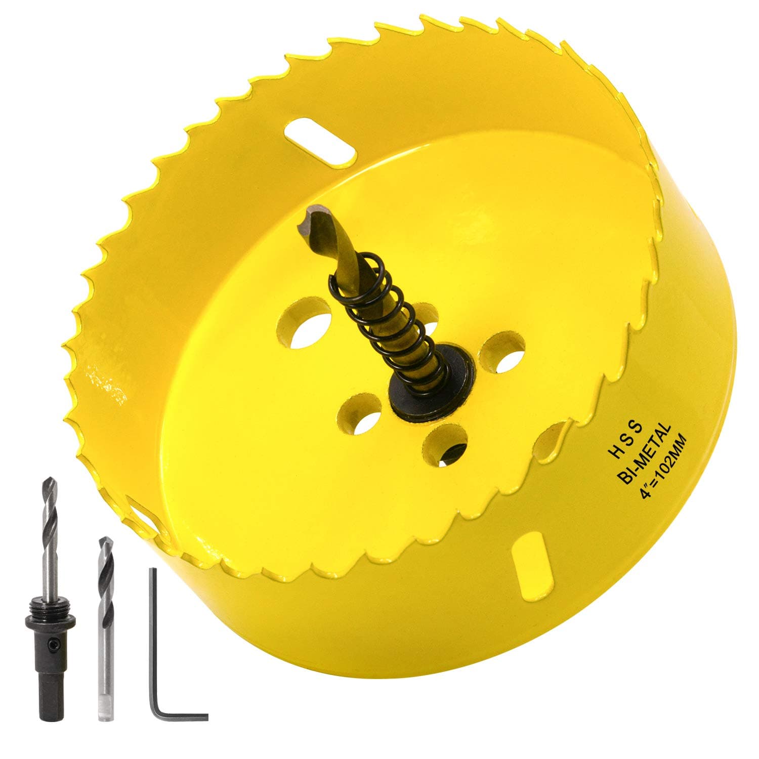 Acekit 4 inch Hole Saw with 3/8 Arbor HSS Bi-Metal Hole Saw Blade and Variable Teeth Pitch for Wood,Ceiling,Plastic Board,Pipe,Plywood,and Soft Metal Sheet (102mm)