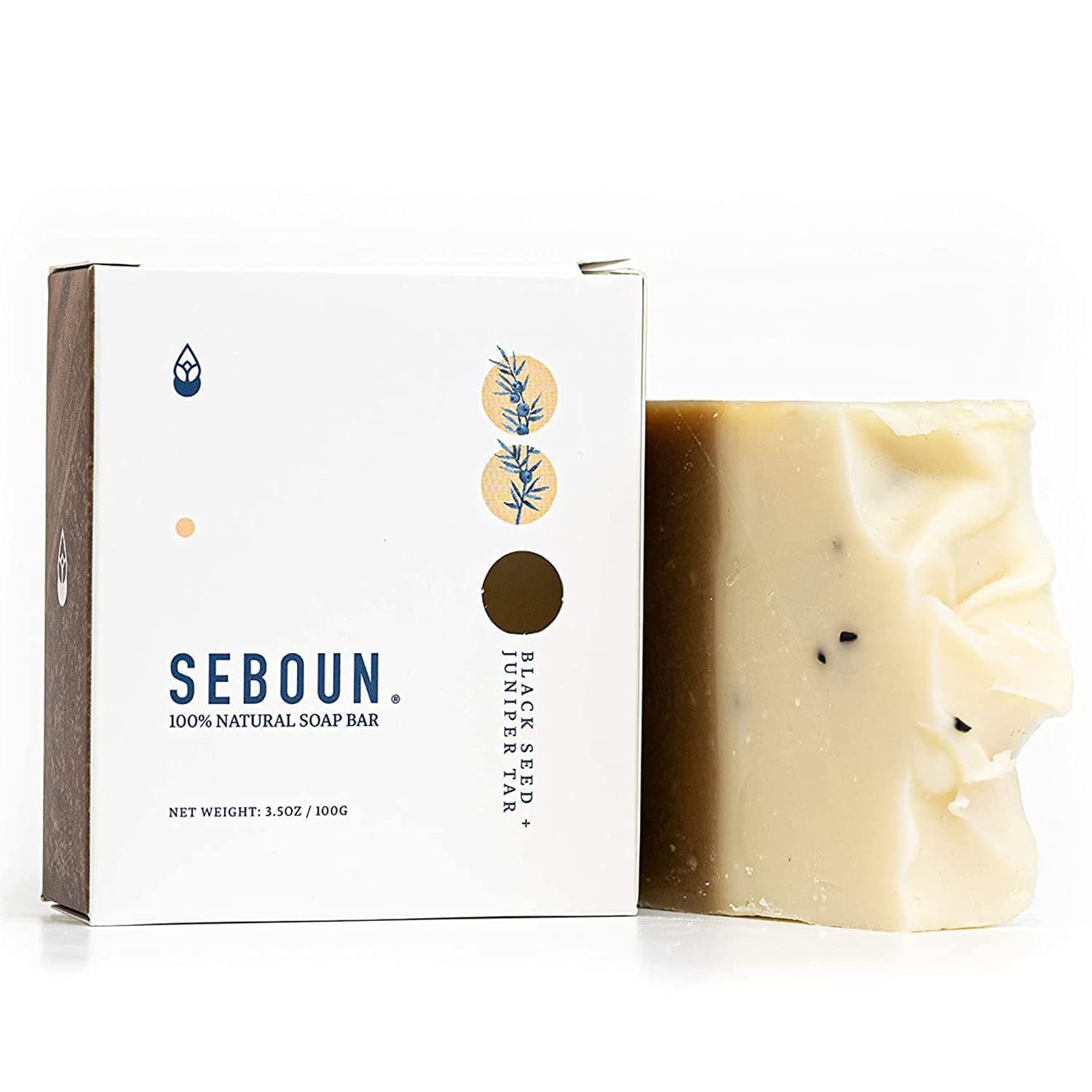 Seboun Black Seed & Juniper Tar Soap - 100% Natural Bar Soap for Body & Hair – Handmade with Olive Oil & Coconut Oil – 3.5oz Bar