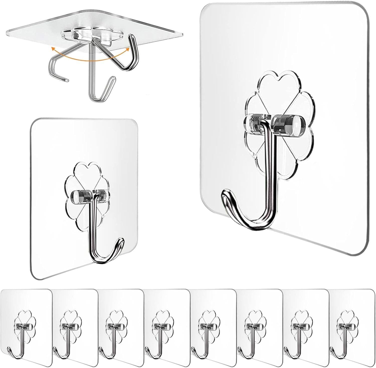 SOIAODRAH Adhesive Hooks for Hanging Heavy Duty,12 Pack Adhesive Wall Hooks 13lb(Max),Sticky Hooks Waterproof, Wall Hangers Without Nails, Kitchen Hooks, Bathroom Hooks, Indoor Use for Home & Office