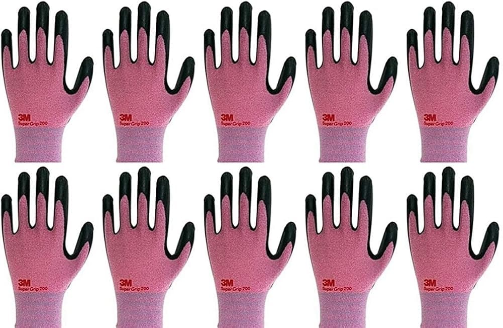 3M KOR Nitrile Foam Coated Work Gloves for Woman - Safety Nylon Gloves - Breathable Thin Grip Machine Washable 10 Pairs (Small)