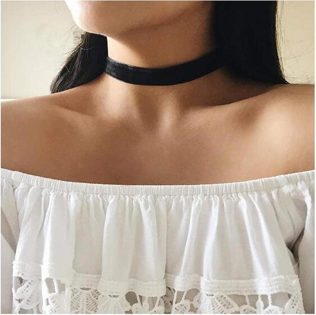 Olbye Black Leather Necklace Choker Silk Ribbon Necklace Gothic Black Velvet Choker for Women and Girls