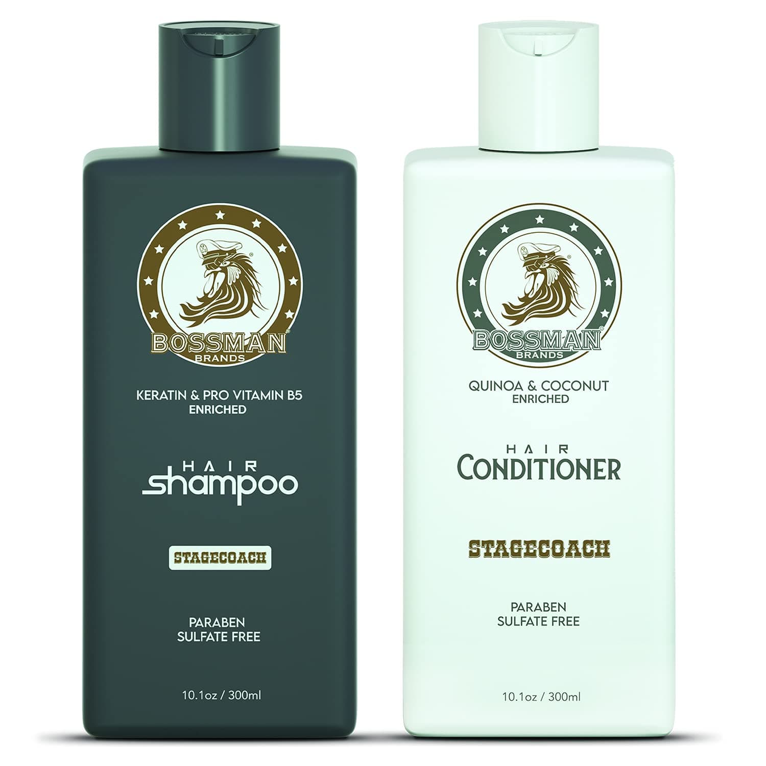Bossman Hair Shampoo and Conditioner Combo- Paraben Free and Sulfate Free (Stagecoach)