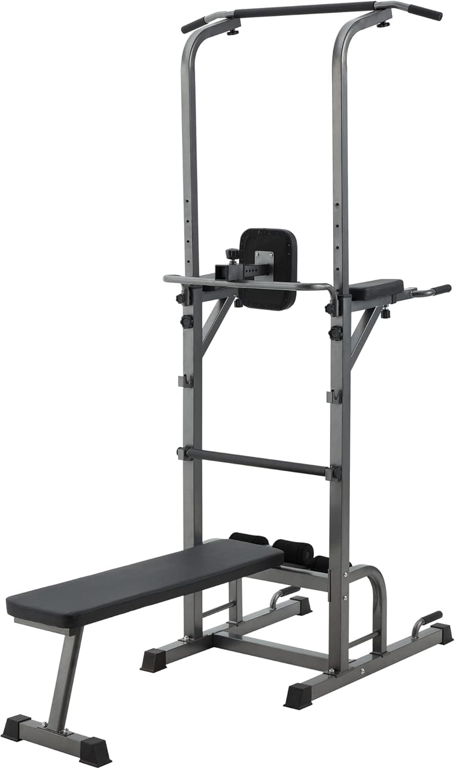AVAWING Power Tower with Sit up Bench Pull Up Bar Dip Station Home Gym Workout Equipment Multi-Function Strength Training Fitness Adjustable Dip Stands, Max Load 300LBS